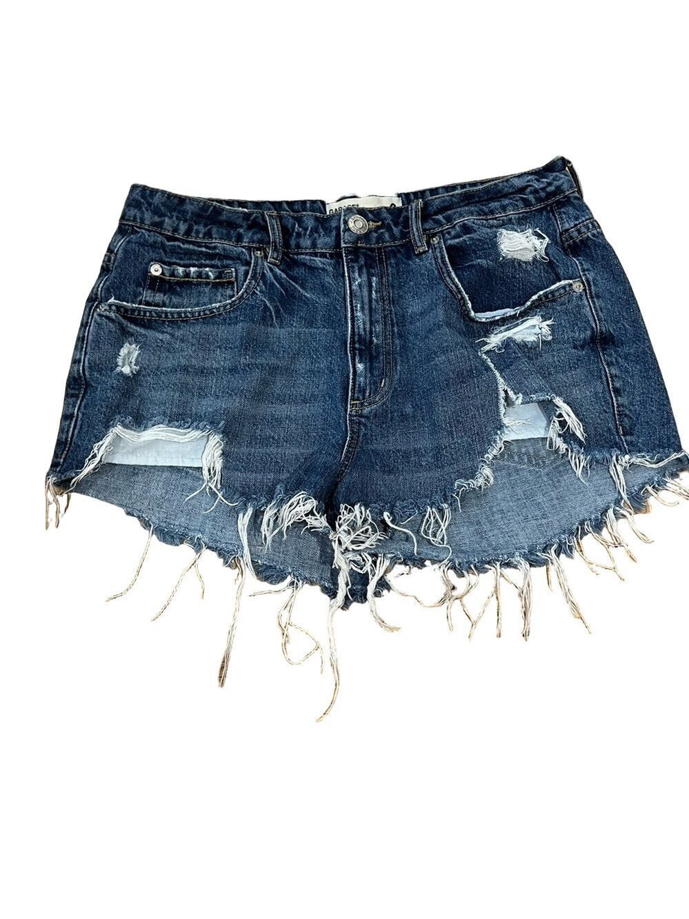 Garage Blue Denim Distressed Jean Shorts Frayed Hem